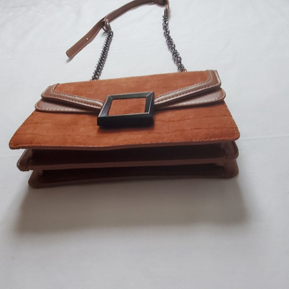 Women's Brown Faux Suede Messenger Shoulder Crossbody Sling Bag Purse - Picture 7 of 10